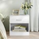 image 3 of Modern Bedside Table with Drawer and Open Shelf High Gloss In White White