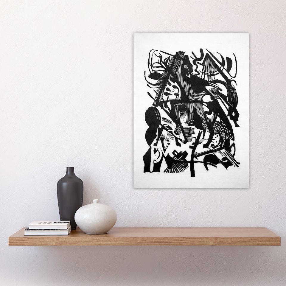 image 1 of Birth of the Wolves Abstract Franz Marc Vintage Huge Wall Art Print 18X24 In