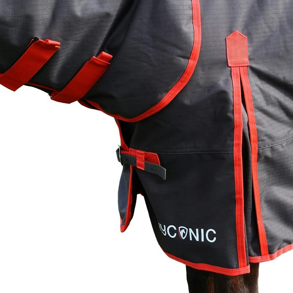 image 1 of HYCONIC Combi Combo Neck Horse Turnout Rug - Charcoal/Red - 6´ 3"