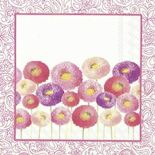 IHR Lunch Napkins Pretty Bellis Pink 33cm 3ply 20 Pack