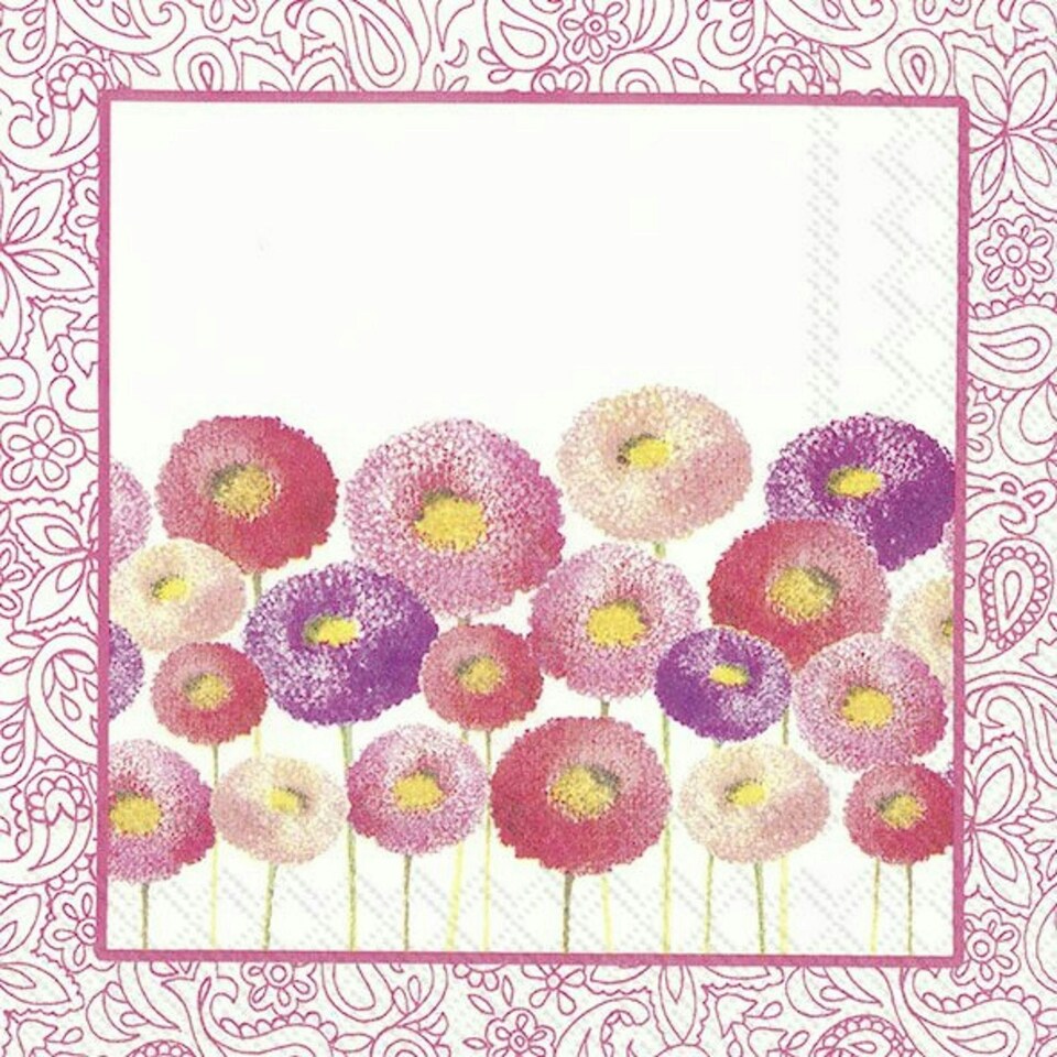 IHR Lunch Napkins Pretty Bellis Pink 33cm 3ply 20 Pack