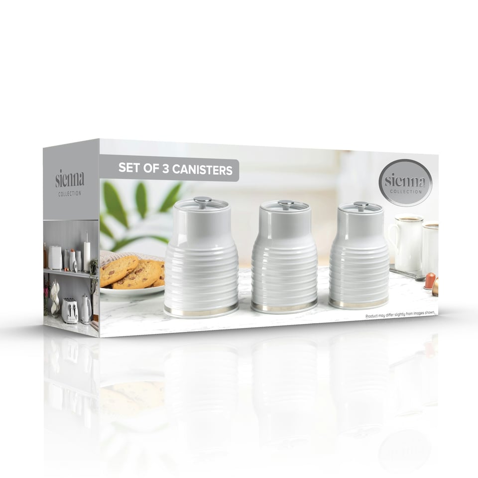 image 1 of Sienna Kitchen Storage Tea Coffee Sugar Canisters Tin Jar Set Of 3 Container Lid