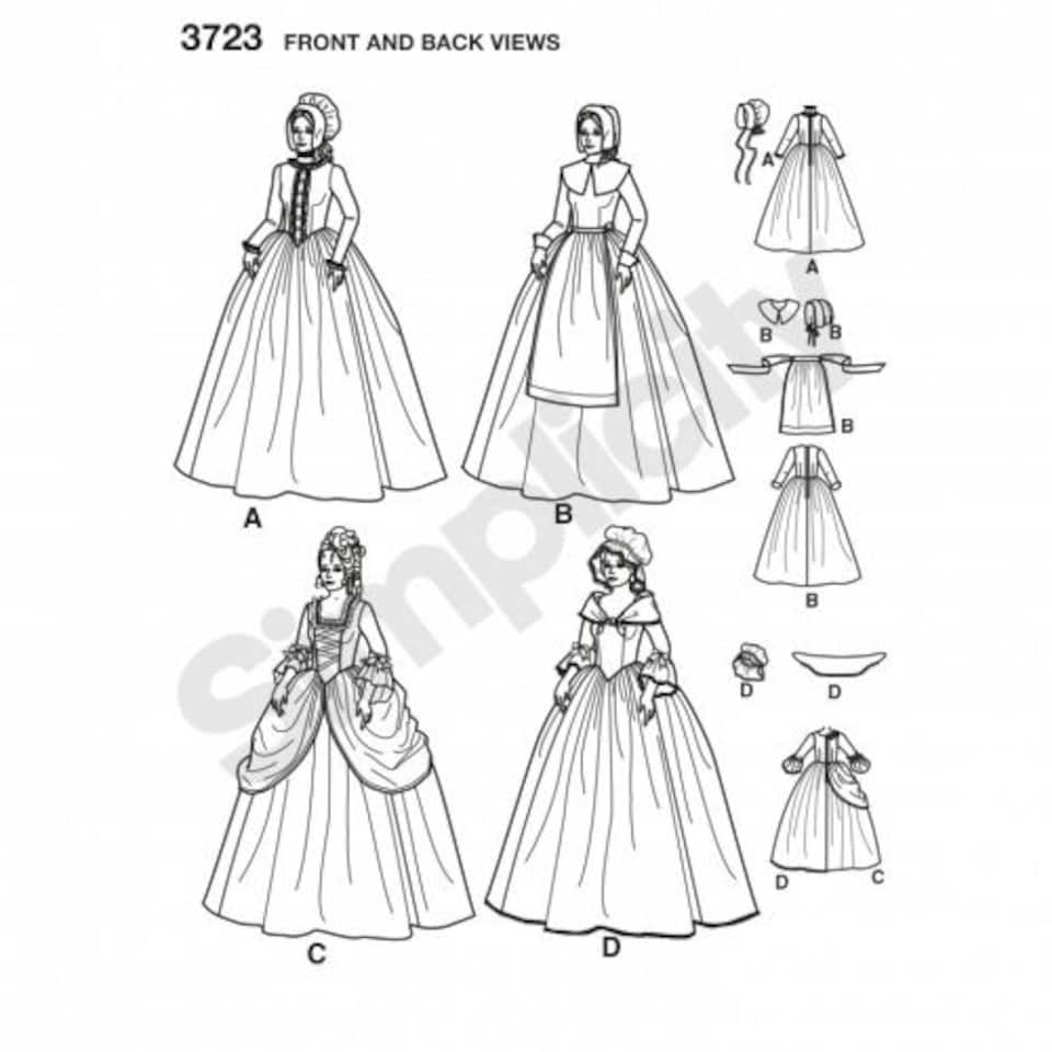 image 1 of Simplicity 3723 Paper Sewing Pattern – Women’s Costumes & Vintage Style, UK Sizes 14–16–18–20–22, Intermediate