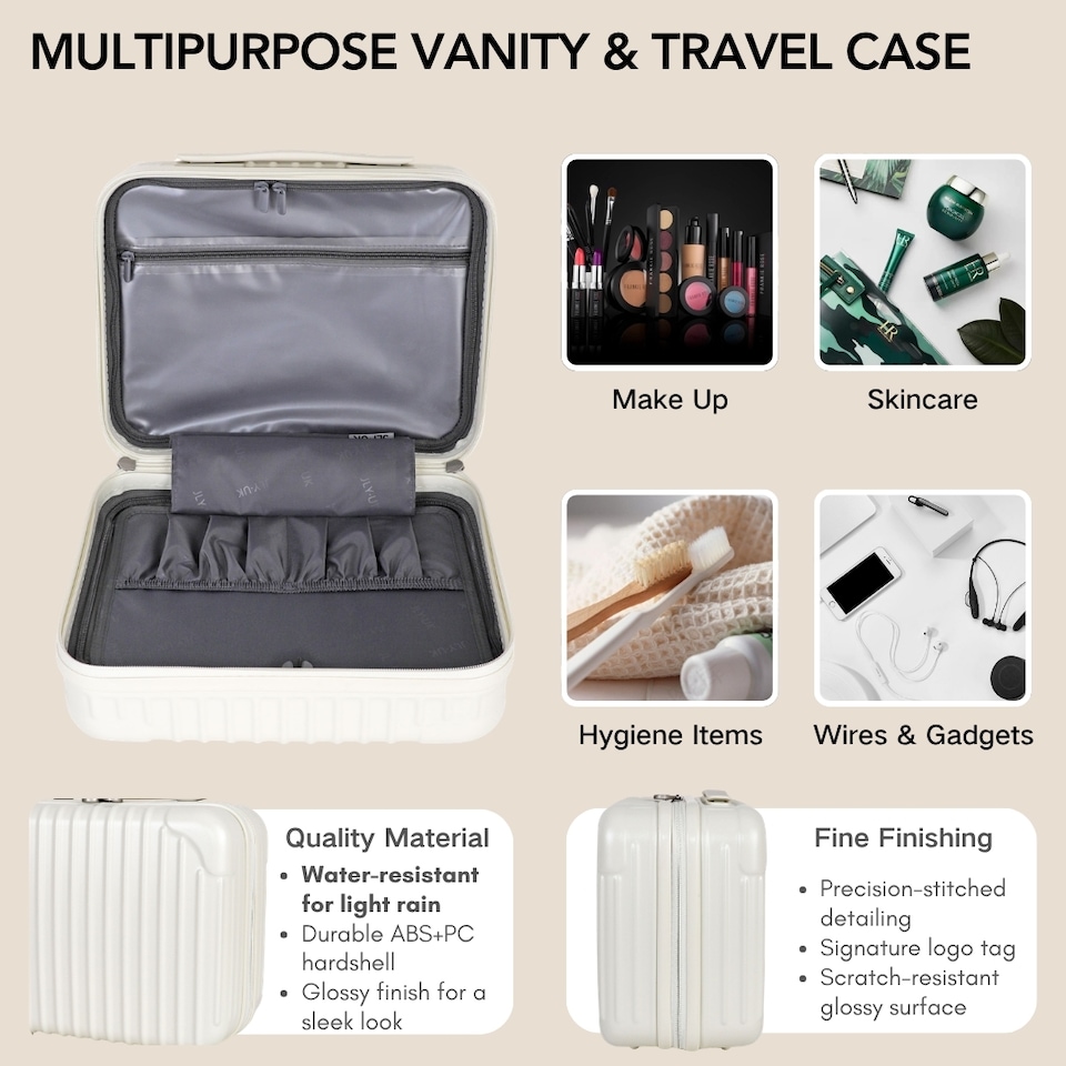2 Piece Suitcase Set: Vanity Case & Cabin with Cupholder, TSA Lock