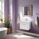 image 2 of Balterley Traditional Bathroom Wall Hung 1 Drawer Vanity Unit and 3 Tap Hole Modern Fireclay Basin | White | Nimbus White