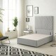image 3 of Sunburst Divan Bed with 2 Drawers & 54'' Floor Standing Headboard Linen Fabric | Grey | Sage