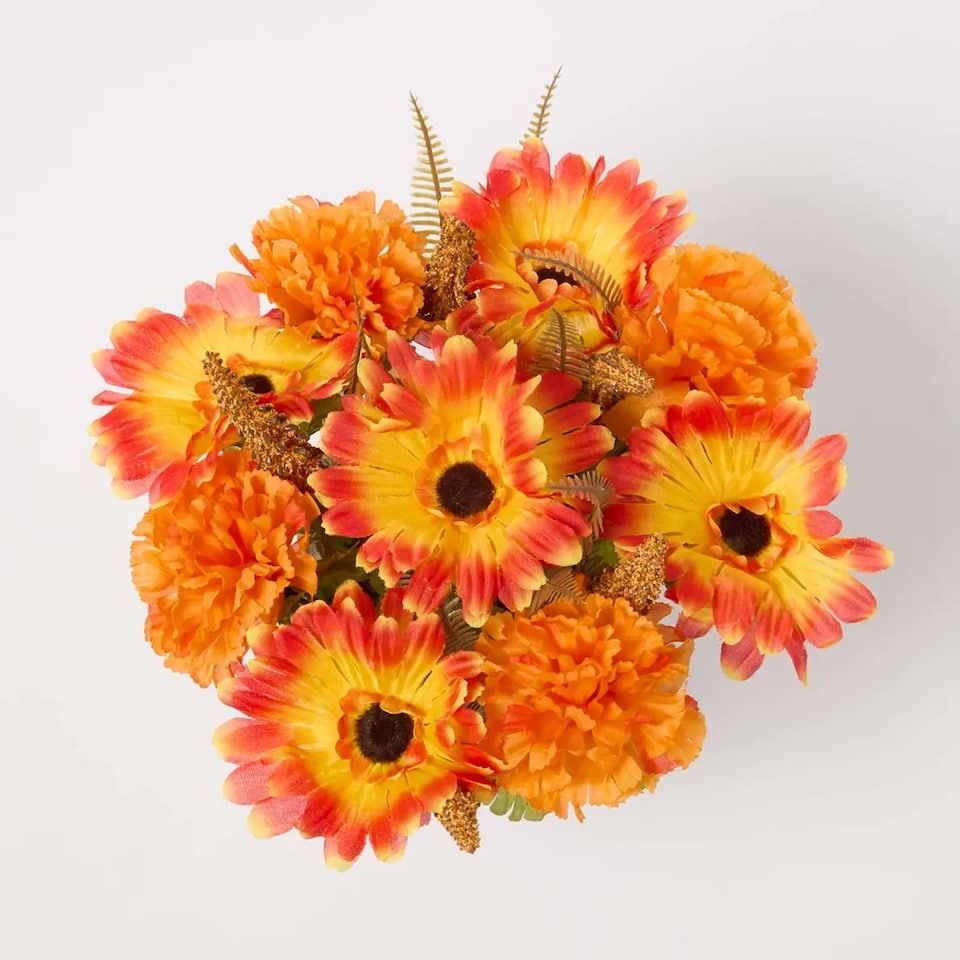image 1 of Homescapes Artificial Foxtail Autumn Flowers in Grave Vases, Set of 2