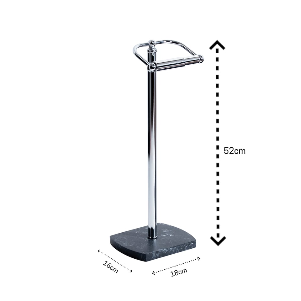 image 1 of Showerdrape Octavia Grey Marble & Chrome Freestanding Toilet Roll Holder | Multi | 1