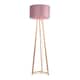 image 1 of ValueLights Lottie Natural Wood Tripod Floor Lamp Blush Pink Velvet Shade | Pink