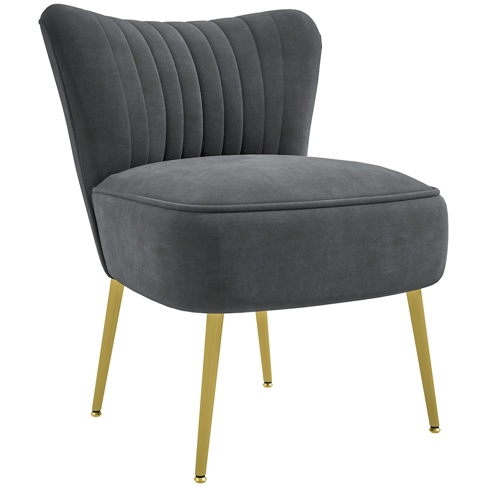 image 1 of HOMCOM Accent Chair Wingback Armless Chair for Bedroom Grey