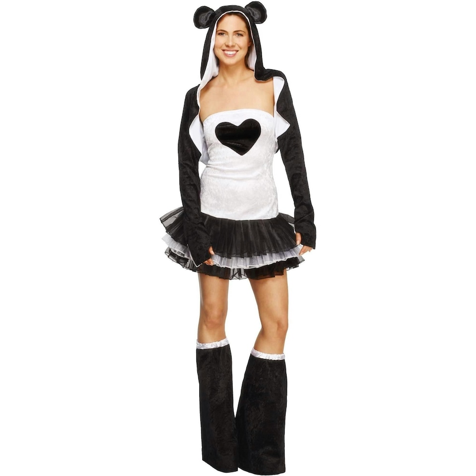 image 1 of Fever Womens/Ladies Panda Tutu Costume Set - Black/White - M M