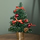 image 4 of 30cm Premier Green Mini Christmas Tree Decorated in Red & Gold