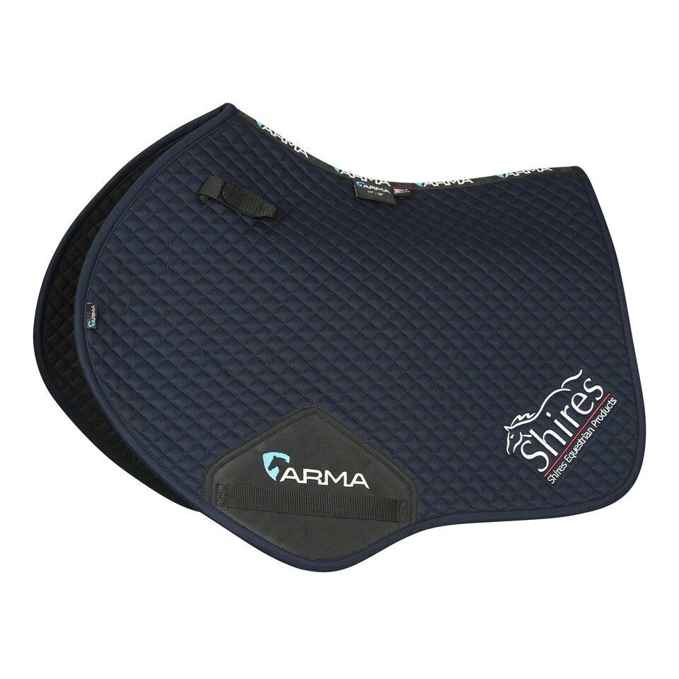 Shires ARMA Logo Horse Jumping Saddlepad - Navy - 17cm - 18cm