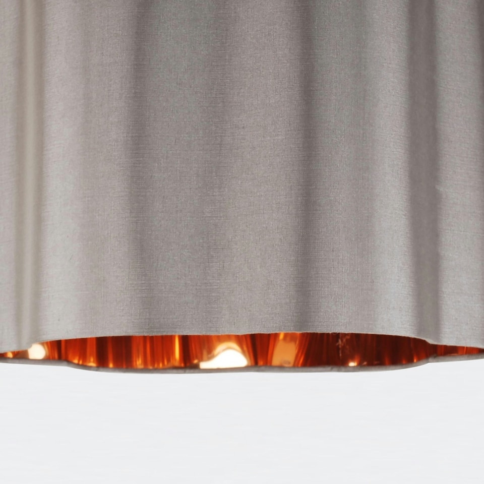image 1 of First Choice Lighting Grey with Copper Inner Scalloped Pendant Shade Grey | Chrome