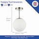 image 3 of Traditional Glass Globe IP44 Bathroom Ceiling Light Fixture in Satin Nickel | Silver | Satin Nickel | 1