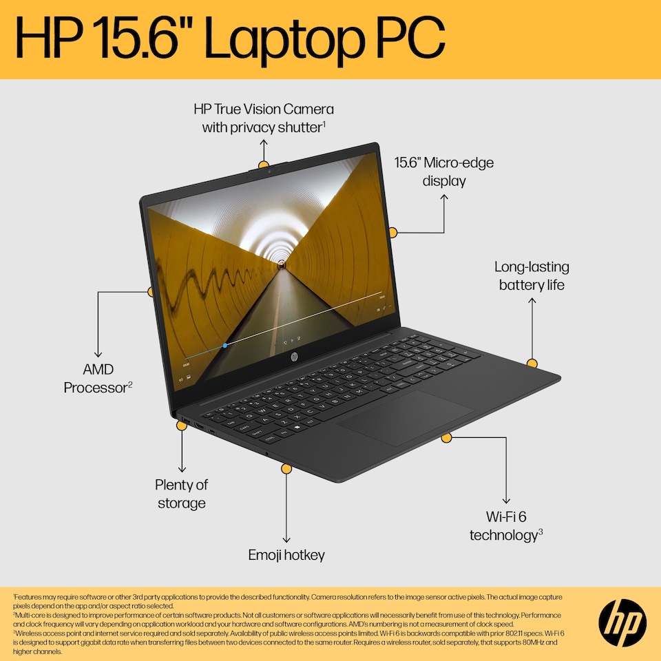 image 1 of HP 15-fc0045na AMD Ryzen 3 7320U 8GB RAM 256GB SSD 15.6" Full HD Windows 11 Home