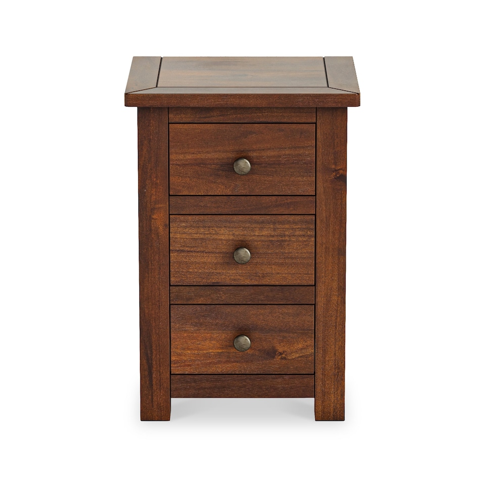image 1 of Duchy Acacia 3 Drawer Brown Bedside Table - Fully Assembled By Roseland Furniture