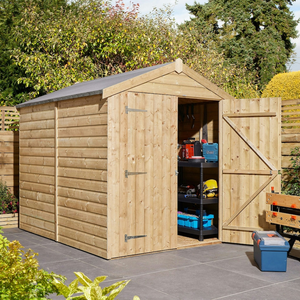 image 1 of Rowlinson Shiplap Apex Shed Double Door 8 x 6