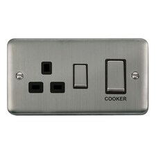 SE HOME Curved Stainless Steel Cooker Control Ingot 45A With 13A Switched Plug Socket Black | Stainless Steel
