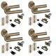 image 1 of Golden Grace 4 Sets Straight T-Bar Design Door Handles in Antique Brass Finish with Tubular Latch and 1 Pair of 3" Ball Bearing Hinges Gold