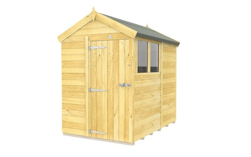 5 x 7 Feet Apex Shed - Single Door With Windows - Wood - L214 x W147 x H217 cm Brown