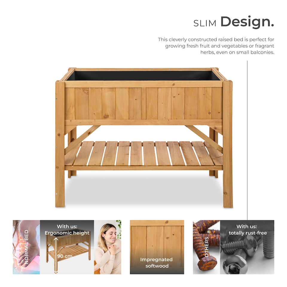 image 1 of Raised bed with shelf - 119 x 57 x 90cm