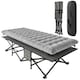 image 1 of Outsunny Camping Cot Heavy Duty Folding Bed with Soft Pad | Grey | Grey | Oversized/Full-Sized