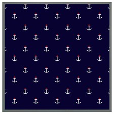 White & red anchors on navy (Picture Frame) Grey | S