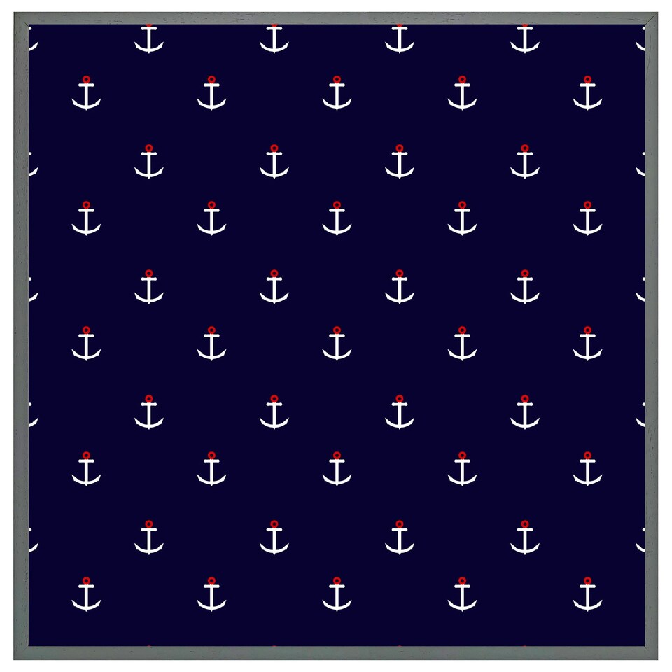 image 1 of White & red anchors on navy (Picture Frame) Grey | S