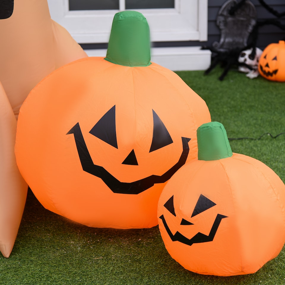 image 1 of HOMCOM 240cm Large Halloween Scary Lighting Inflatable Tree Ghost 3 Pumpkins Owl 4 LED Indoor Outdoor Holiday Decoration