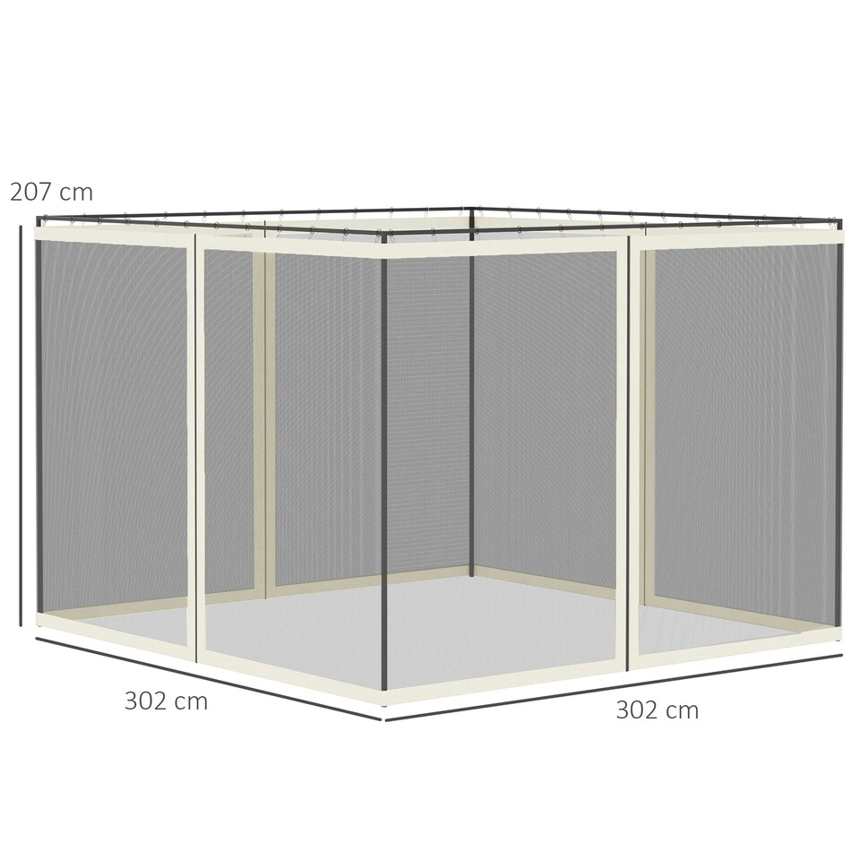 image 1 of Outsunny 302 x 207cm Universal Replacement Gazebo Mesh Netting Screen Walls