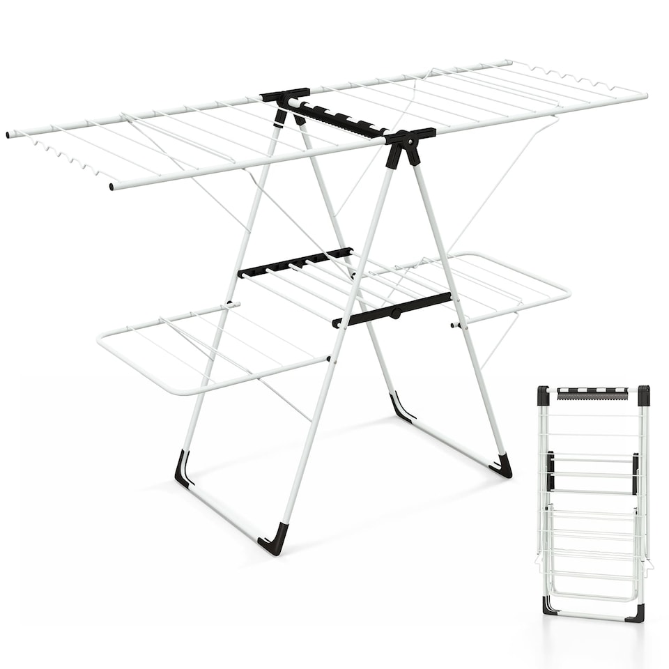 image 1 of COSTWAY Foldable Clothes Drying Rack 2 level Laundry Drying Rack