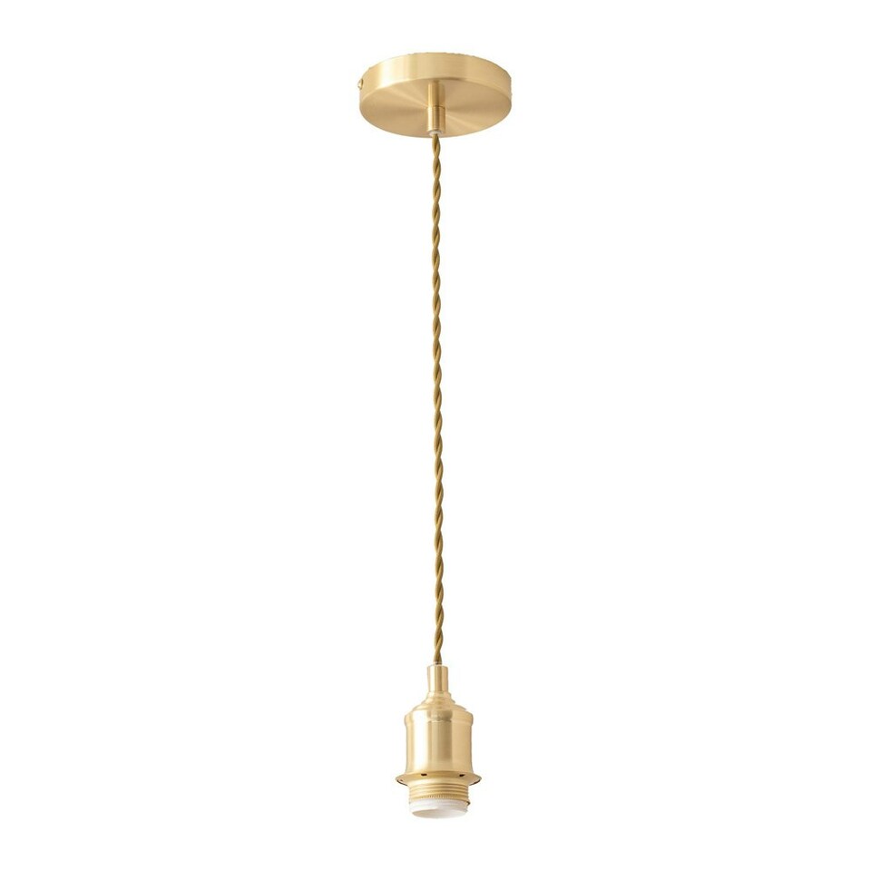 image 1 of ValueLights Shaw Brushed Gold Adjustable Single Pendant Ceiling Light Gold