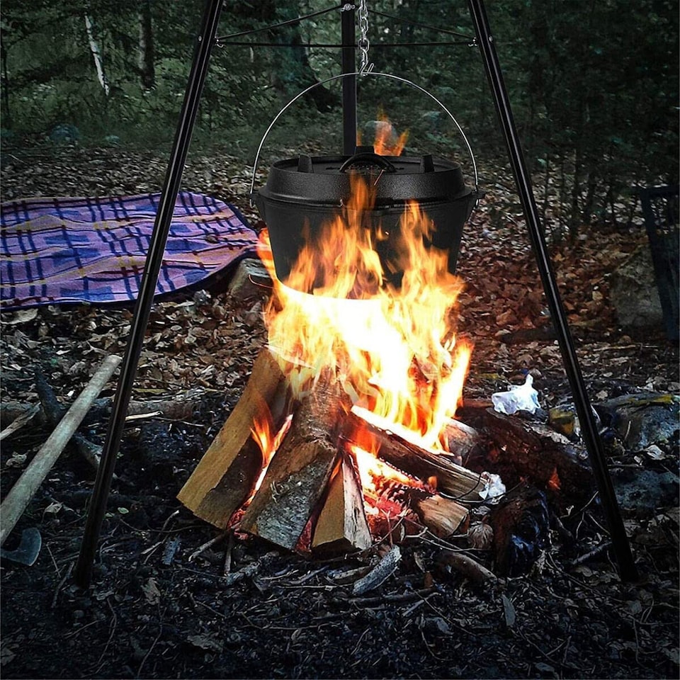 image 1 of Tripod Outdoor Fire Pit BBQ Bowl Round Garden Patio Extra Large Barbecue Grill