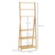 image 5 of kleankin Freestanding Natural Bamboo Towel Rack with 3 Towel Rails and 3 Storage Shelves, Space-Saving Foldable Towel Holder for Bathroom