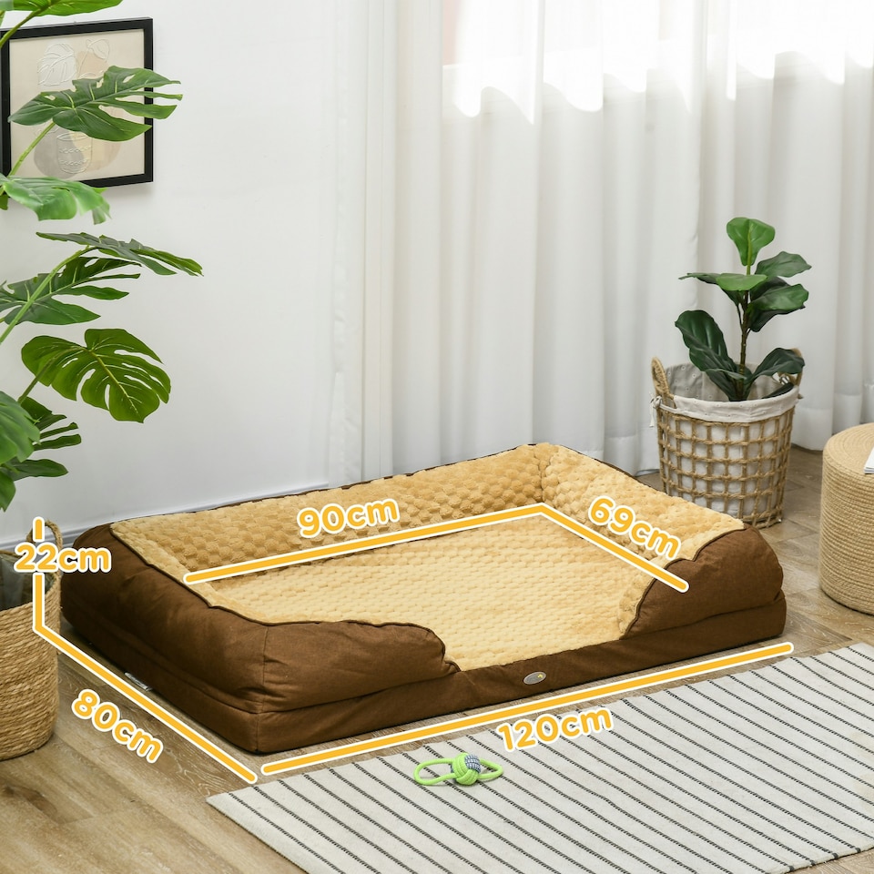 image 1 of PawHut Dog Bed Calming Pet Bed Dog Mattress for Large Dogs - Brown