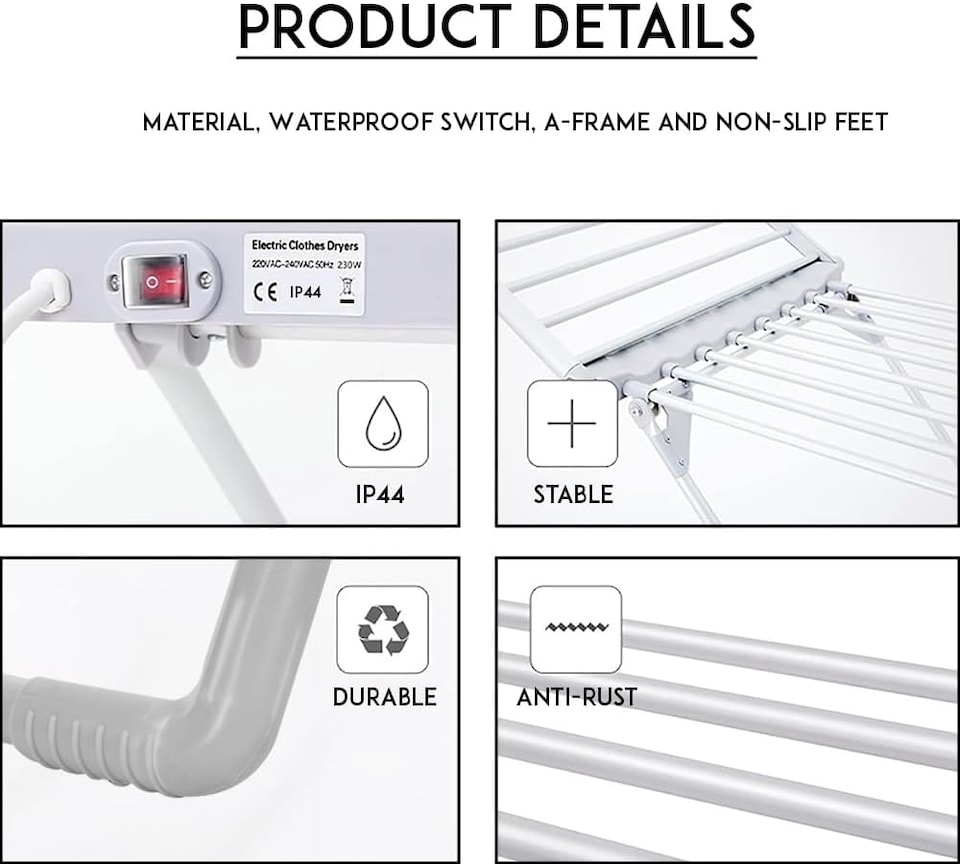 image 1 of Alivio Electric Heated Clothes Airer Folding Laundry Portable Clothes Dryer Rack