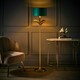 image 1 of ValueLights Christina Green Velvet with Gold Inner Drum Shade Gold Palm Leaf Floor Lamp Gold