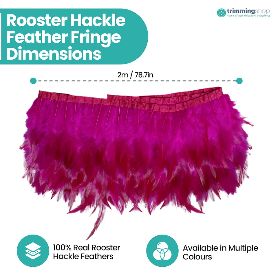 image 1 of Trimming Shop 2M Rooster Hackle Feather Fringe Trim for Creative Projects