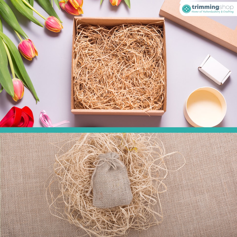 image 1 of 50gms Thick Natural Raffia Ribbon Bundles for Gift Wrapping