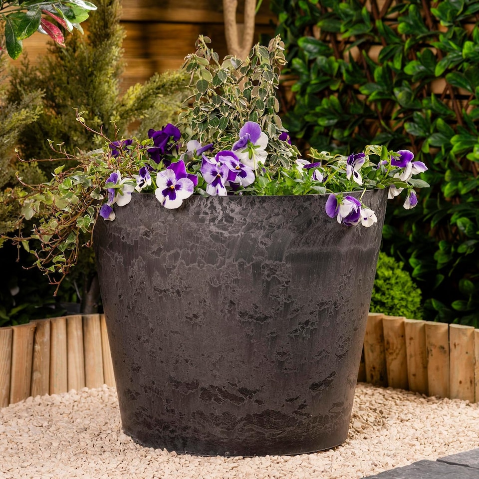 image 1 of Caesar 41cm Planter Marble Charcoal x 2 | Grey