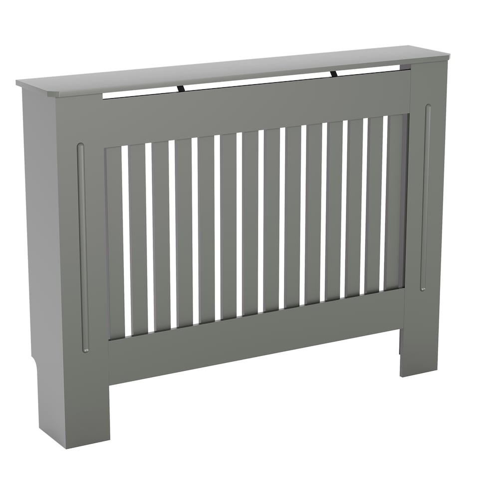 image 1 of Vida Designs Chelsea Radiator Cover Painted MDF Slatted Cabinet, Grey, 112cm