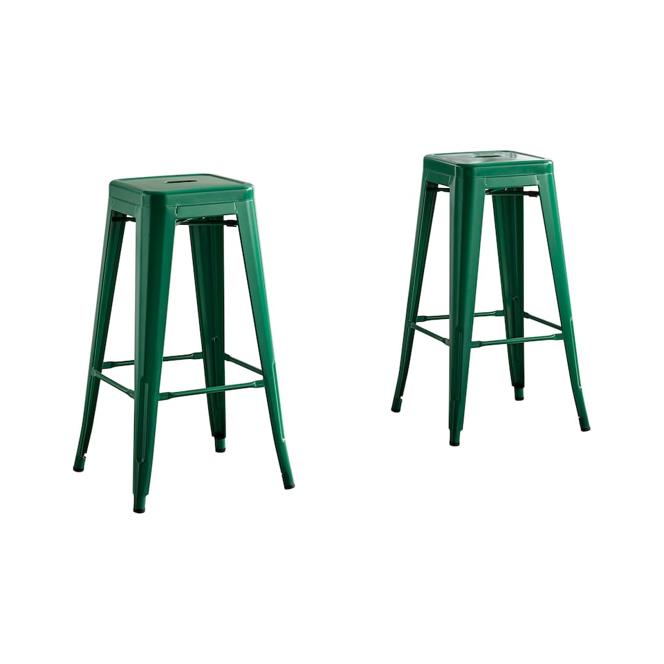 image 1 of Furniturebox 2x Colton 'Tolix' Style Dark Green Metal Bar Stools