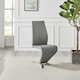 image 4 of Furniturebox 2x Willow Elephant Grey Faux Leather Chrome 'Z' Dining Chairs