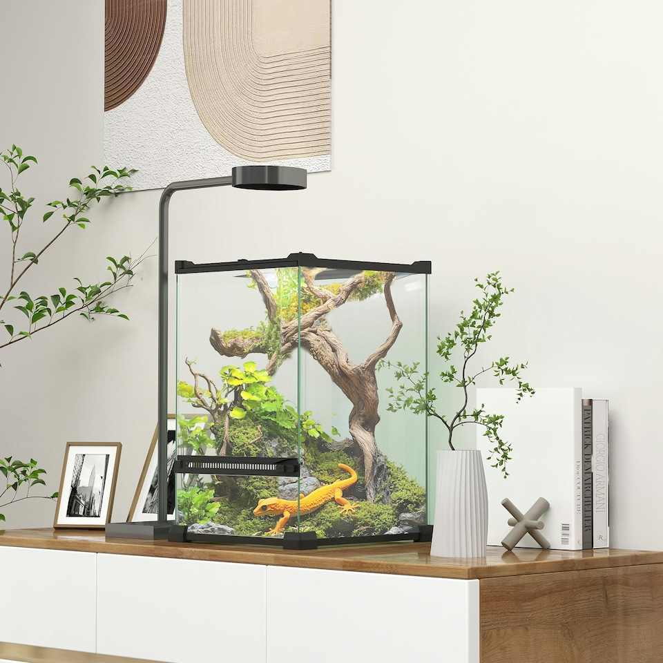 image 1 of PawHut Glass Reptile Terrarium, 12L Vivarium for Lizards, Frogs, Snakes, Turtles