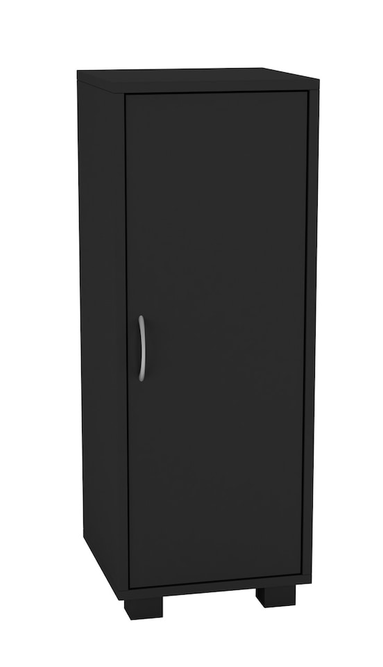 image 1 of Single Door 3-Tier Cabinet | Black | 8.5 x 31 x 81.2 | 1