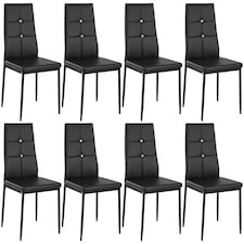 Dining Chair Set - high backrest, slim steel legs & rhinestone highlights | Black | black | 8