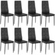 image 1 of Dining Chair Set - high backrest, slim steel legs & rhinestone highlights | Black | black | 8