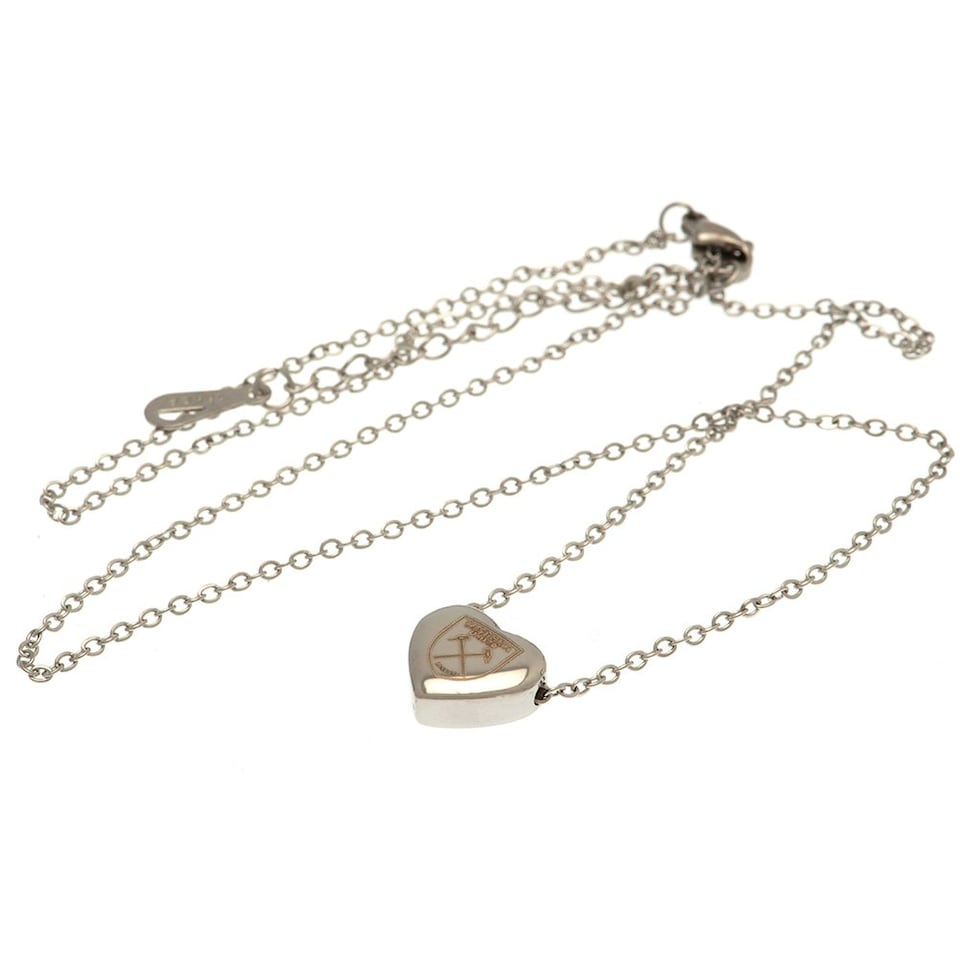 image 1 of West Ham United FC Stainless Steel Heart Necklace & Pendant - Grey/Silver - One Size