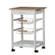 image 2 of 3 Tier Portable Oasis Bamboo Top MDF Kitchen Trolley Drawer Shelf Cart on Wheels | White | White